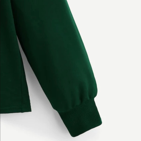 Crew Neck Tie Front Pearl Pullover Sweater Green - Picture 3 of 4